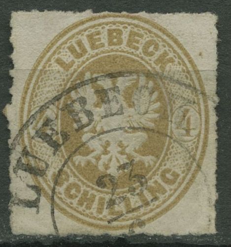 Lübeck 1863 Wappen 12 A gestempelt, kleiner Bug