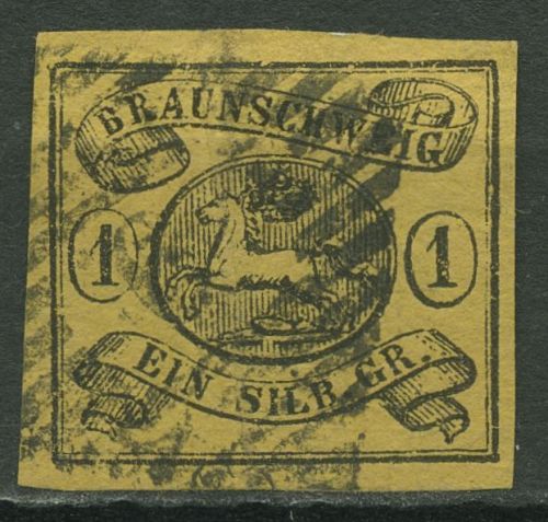 Braunschweig 1853 Wappen im waag. Oval 6 b gestempelt, leichter Bug