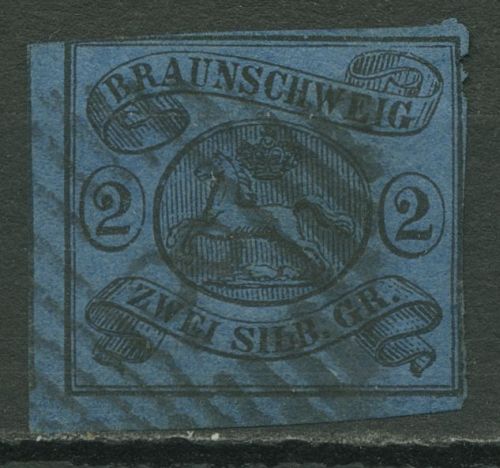 Braunschweig 1853 Wappen im waag. Oval 7 a gestempelt, kleiner Fehler