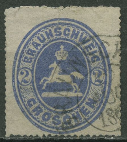 Braunschweig 1865 Wappen im senkrechten Oval 19 gestempelt, Mängel