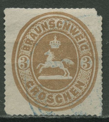 Braunschweig 1865 Wappen im senkrechten Oval 20 gestempelt, Eckfehler