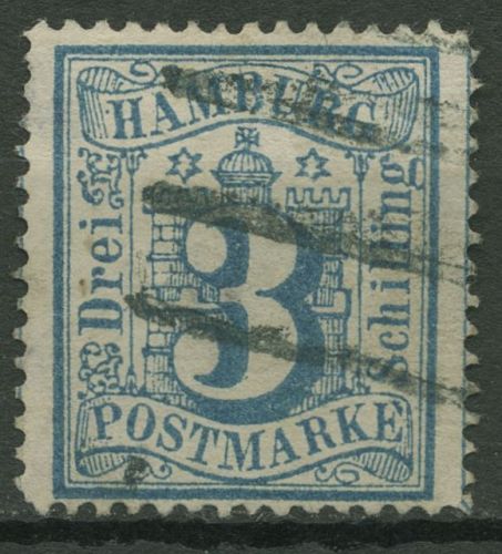 Hamburg 1864 Wertangabe im Hamb. Wappen 15 b gestempelt, signiert, kl. Fehler