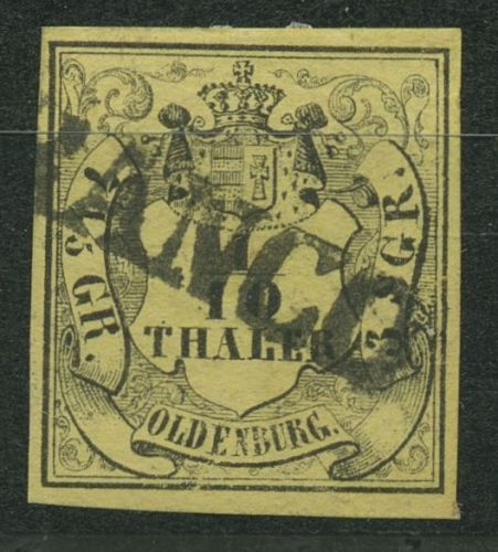 Oldenburg 1852 Hauswappen über Wertschild 4 b gestempelt, signiert