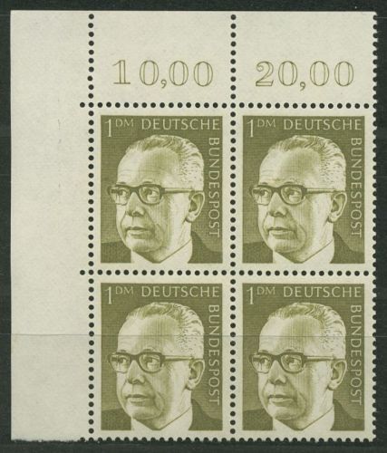 Bund 1970 Heinemann 644 4er-Block Ecke 1 postfrisch