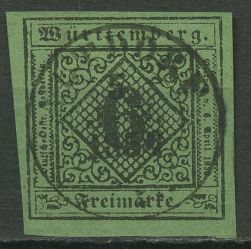 Württemberg 1851 Ziffer in Raute 6 Kreuzer 3 b Stempel ALTDORF, geprüft