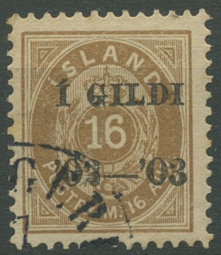 Island 1902 Ziffer mit Krone im Oval, mit Aufdruck, 29 B gestempelt