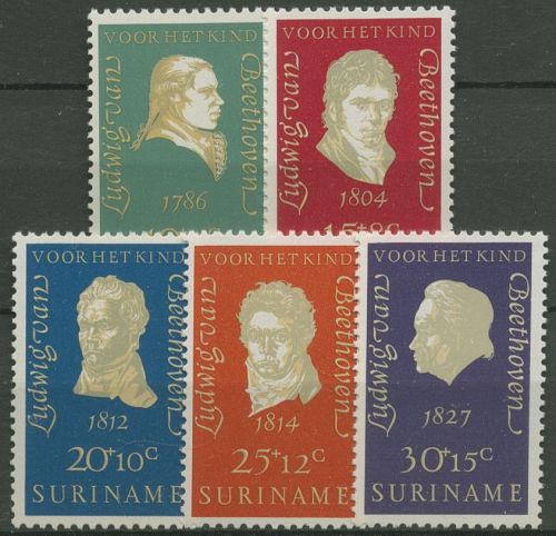 Surinam 1970 Voor het Kind Ludwig van Beethoven 588/92 postfrisch