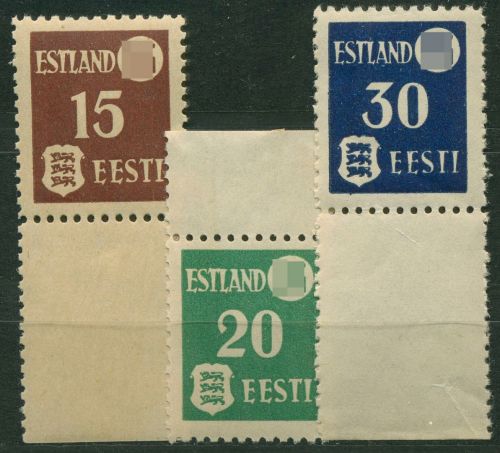 Estland 1941 Freim. Landespost gewöhnliches Papier 1/3 y Randstücke postfrisch