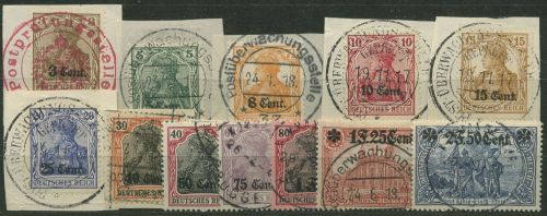 Etappengebiet West 1916 Germania mit Aufdruck 1/12 gestempelt