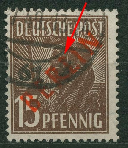 Berlin 1949 Rotaufdruck mit Aufdruckfehler 25 I gestempelt, geprüft
