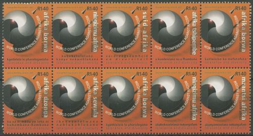 Südafrika 2001 UNO-Weltkonferenz gegen Rassismus 1385/94 ZD postfrisch (C40615)