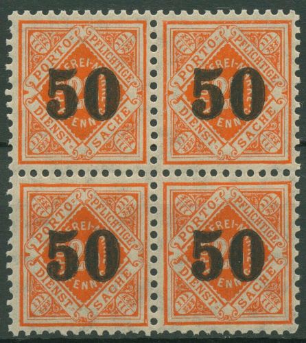 Württemberg Dienstmarken 1923 mit Aufdruck 188 4er-Block postfrisch