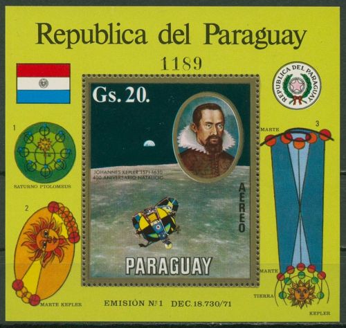Paraguay 1971 400. Geburtstag von Johannes Kepler Block 174 postfrisch (C18762)