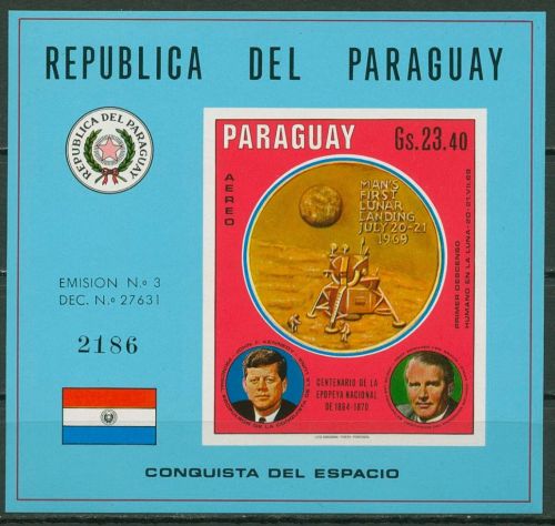 Paraguay 1970 Goldmedaille v. Braun, Kennedy Block 137 postfrisch (C18757)