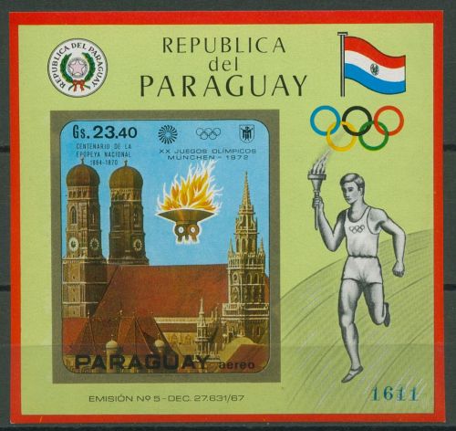 Paraguay 1970 Olympiade MÜNCHEN Frauenkirche Block 141 postfrisch (C80516)