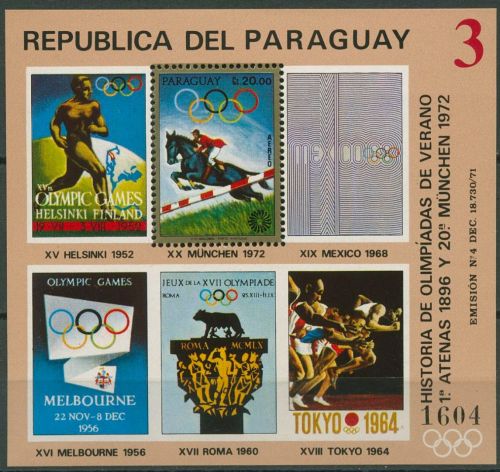Paraguay 1972 Olympische Sommerspiele München Block 187 postfrisch (C80525)
