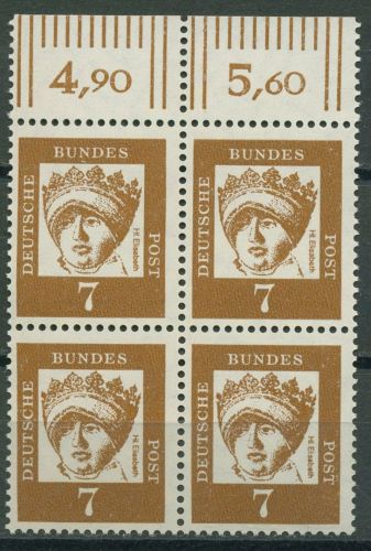 Bund 1961 Bedeutende Deutsche mit Oberrand 348 y W OR 4er-Block postfrisch