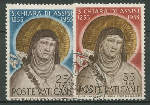 Vatikan 1953 Heilige Klara von Assisi 207/08 gestempelt