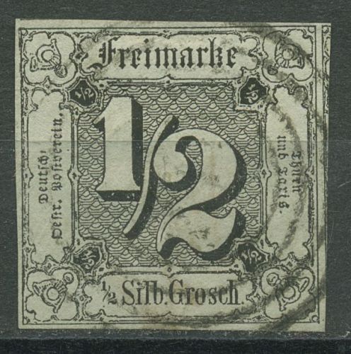 Thurn und Taxis 1852/58 1/2 Sgr. breitrandig 3 a gestempelt, rückseitig Tinte