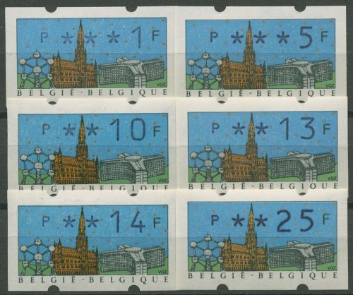 Belgien Automatenmarken 1990 Tastensatz 6 Werte ATM 22.1 i TS1 postfrisch