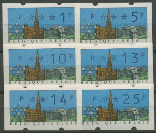 Belgien Automatenmarken 1990 Tastensatz 6 Werte ATM 22.2 i TS1 postfrisch