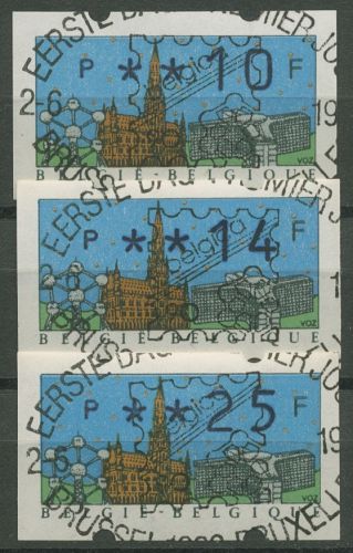 Belgien Automatenmarken 1990 Portosatz 3 Werte ATM 22.1 i PS1 gestempelt ESST