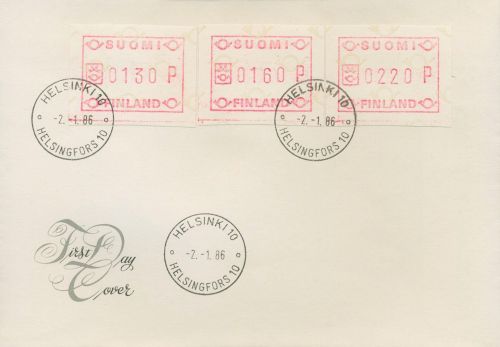 Finnland ATM 1982 kl. Posthörner Satz 3 Werte ATM 1.1 S6 auf Brief (X80554)
