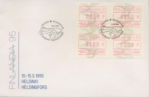 Finnland ATM 1993 FINLANDIA '95 Helsinki Satz 4 Werte ATM 18 S2 FDC (X80564)