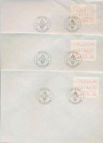 Finnland ATM 1988 FINLANDIA '88 Ersttagsbriefe Satz ATM 4.1 S1 FDC (X80565)