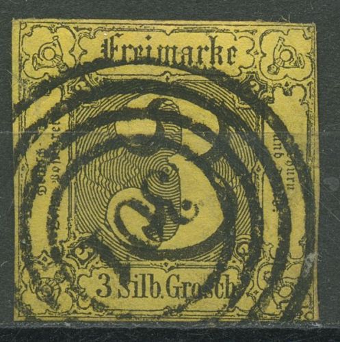 Thurn und Taxis 1852/58 3 Silbergroschen 6 a gestempelt, vollrandig kl. Fehler