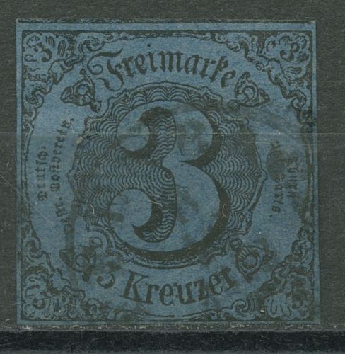 Thurn und Taxis 1852/58 3 Kreuzer 8 gestempelt, vollrandig, dünn