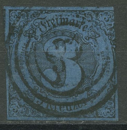 Thurn und Taxis 1852/58 3 Kreuzer 8 gestempelt, Mängel