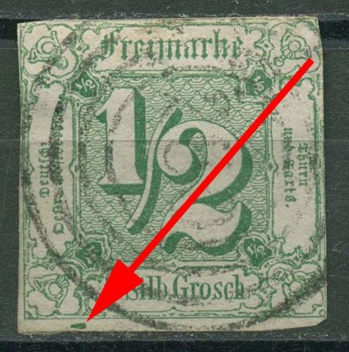 Thurn und Taxis 1859/61 1/2 Sgr. mit Plattenfehler 14 PF ? gestempelt