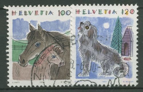 Schweiz 1993 Tiere Pferde Hunde 1491/92 gestempelt