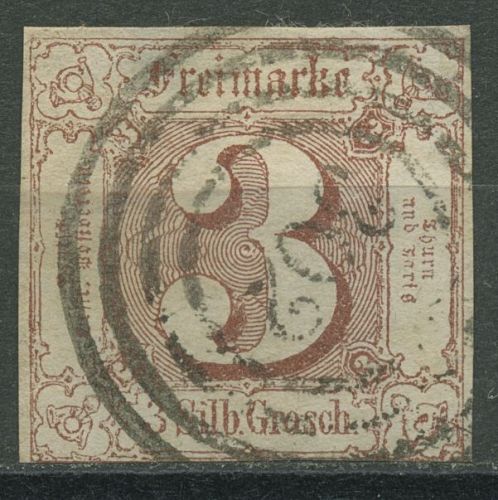 Thurn und Taxis 1859/61 3 Silbergroschen 17 gestempelt, minimal dünn