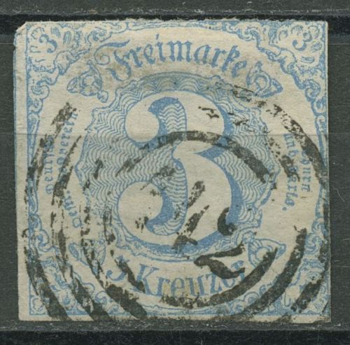 Thurn und Taxis 1859/61 3 Kreuzer 21 gestempelt, dünn