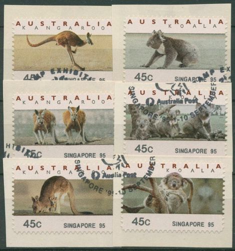 Australien 1994 Känguruh Koala ATM 40/45.1 SINGAPORE 95 gestempelt Briefstücke