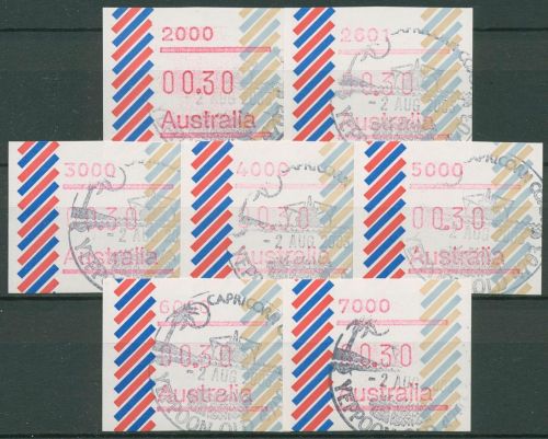 Australien 1984 Balken PO-Set (7) Automatenmarke 1 gestempelt