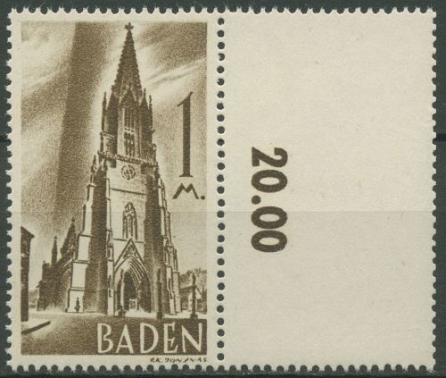 Französische Zone: Baden 1947 mit Leerfeld 13 yv II L postfrisch