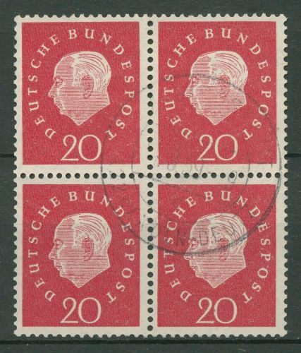 Bund 1959 Heuss Medaillon Bogenmarken 304 4er-Block gestempelt