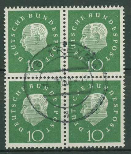 Bund 1959 Heuss Medaillon Bogenmarken 303 4er-Block gestempelt