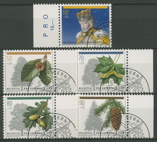 Schweiz 1992 Pro Juventute Weihnachten Pflanzen Waldbäume 1483/87 gestempelt