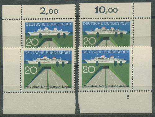 Bund 1970 75 Jahre Nord-Ostsee Kanal 628 alle 4 Ecken postfrisch (E217)