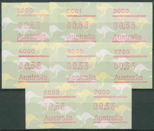 Australien 1985 Känguruh PO-Set (8 x 33 C) Automatenmarke 4 postfrisch