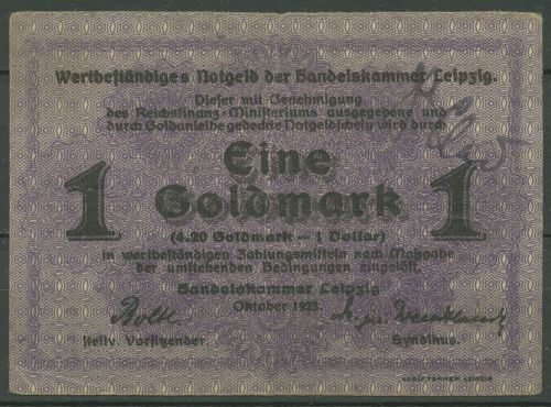 Leipzig Handelskammer 1 Goldmark 1923, gebraucht (K1592)