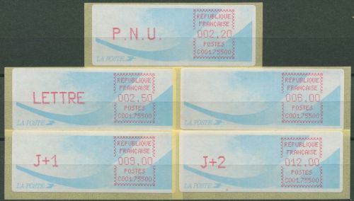 Frankreich ATM 1988 Satz 2,20/2,50/6,00/9,00/12,00 ATM 9.2 b ZS 7 postfrisch
