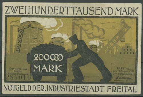 Freital 200000 Mark 1923, Keller 1603 a, gebraucht (K1639)