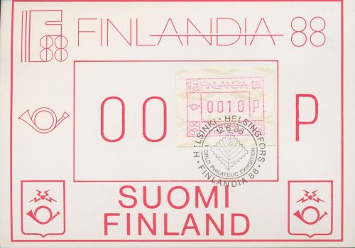 Finnland ATM 1988 FINLANDIA '88 Maximumkarte ATM 4.1 MK (X80566)
