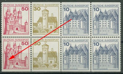 Bund 1977 Burgen & Schlösser Plattenfehler H.-Blatt 26 PF VIII postfrisch
