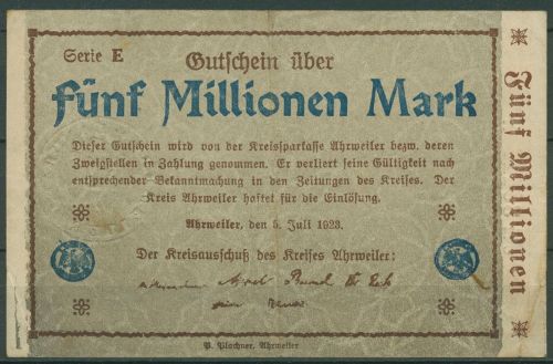Ahrweiler 5 Millionen Mark 1923, Keller 28 a.44, gebraucht (K1650)